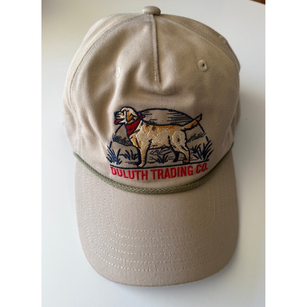 Vtg Duluth Trading Co Tan Labrador Dog Embroidered Rope Hat XL/2XL Adjustable